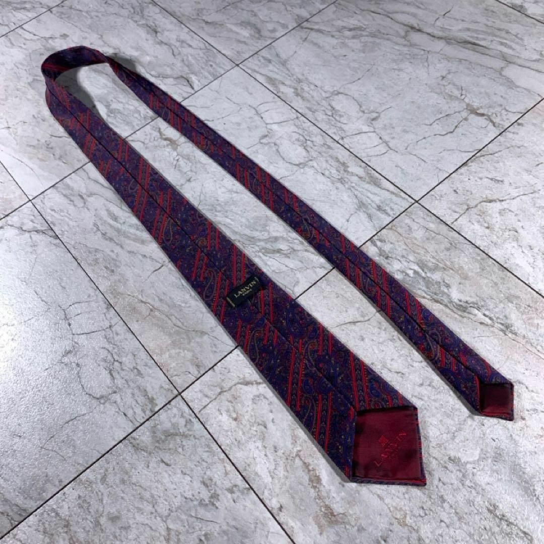 LANVIN - フランス製 LANVIN ネクタイ ブランド ペイズリー柄 ネイビー