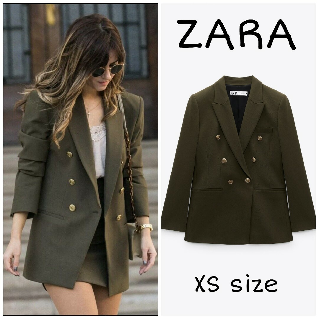 ZARA - ZARA テーラードボタンブレザー XSサイズ カーキの通販 by