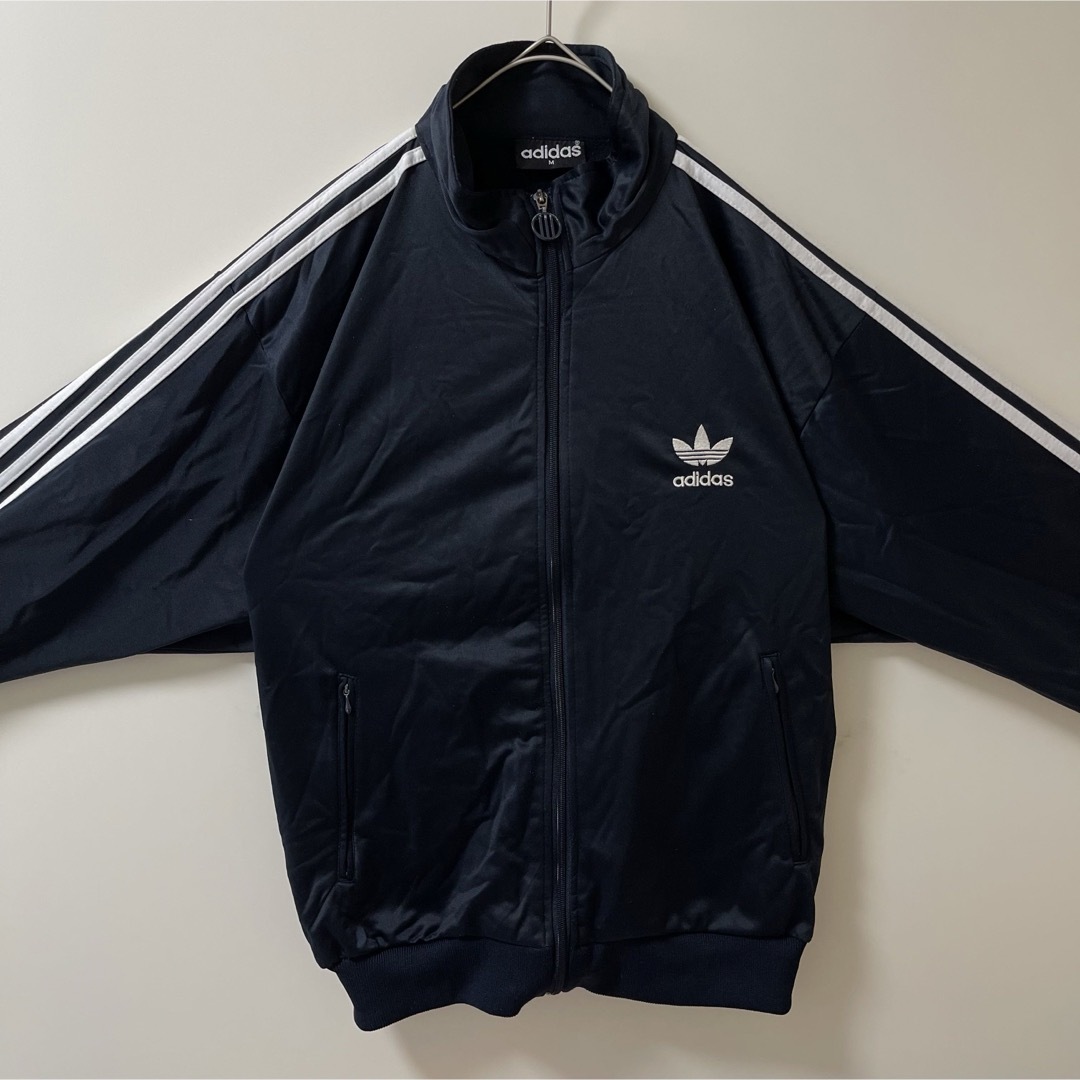 adidas - 90s】アディダス刺繍トラックジャケット古着ジャージトップ紺