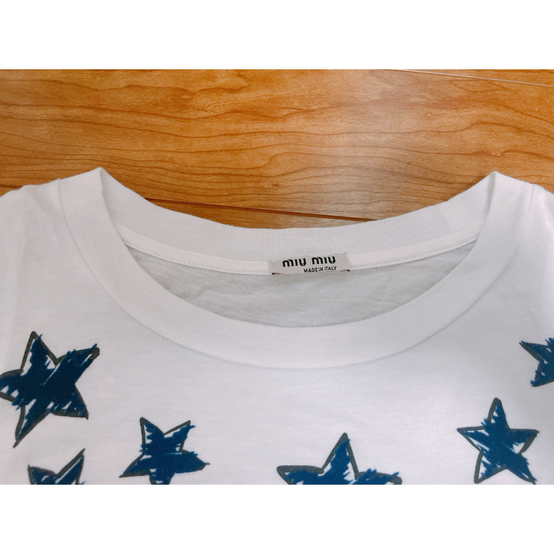 MIU MIU - miumiu 星柄 白Tシャツ 正規品 ミウッチャプラダ カットソー