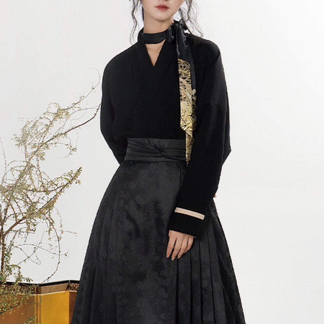 ふりふ - 鎏金水仙 織錦上袄 黒金色トップス 侘び寂び 新中式 明製宋制
