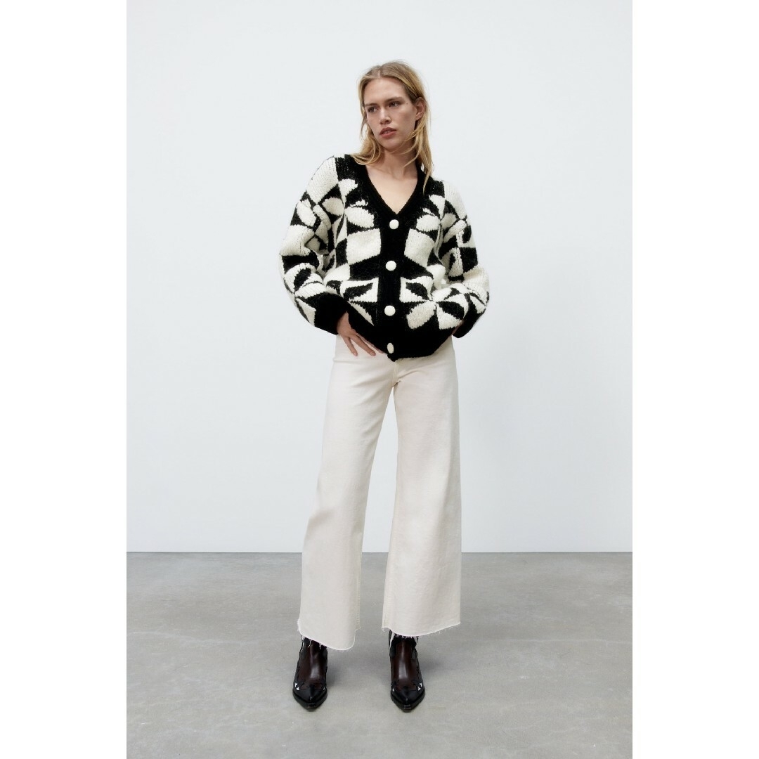 ZARA - ZARA チェック ジャカード ニットカーディガン Mサイズ