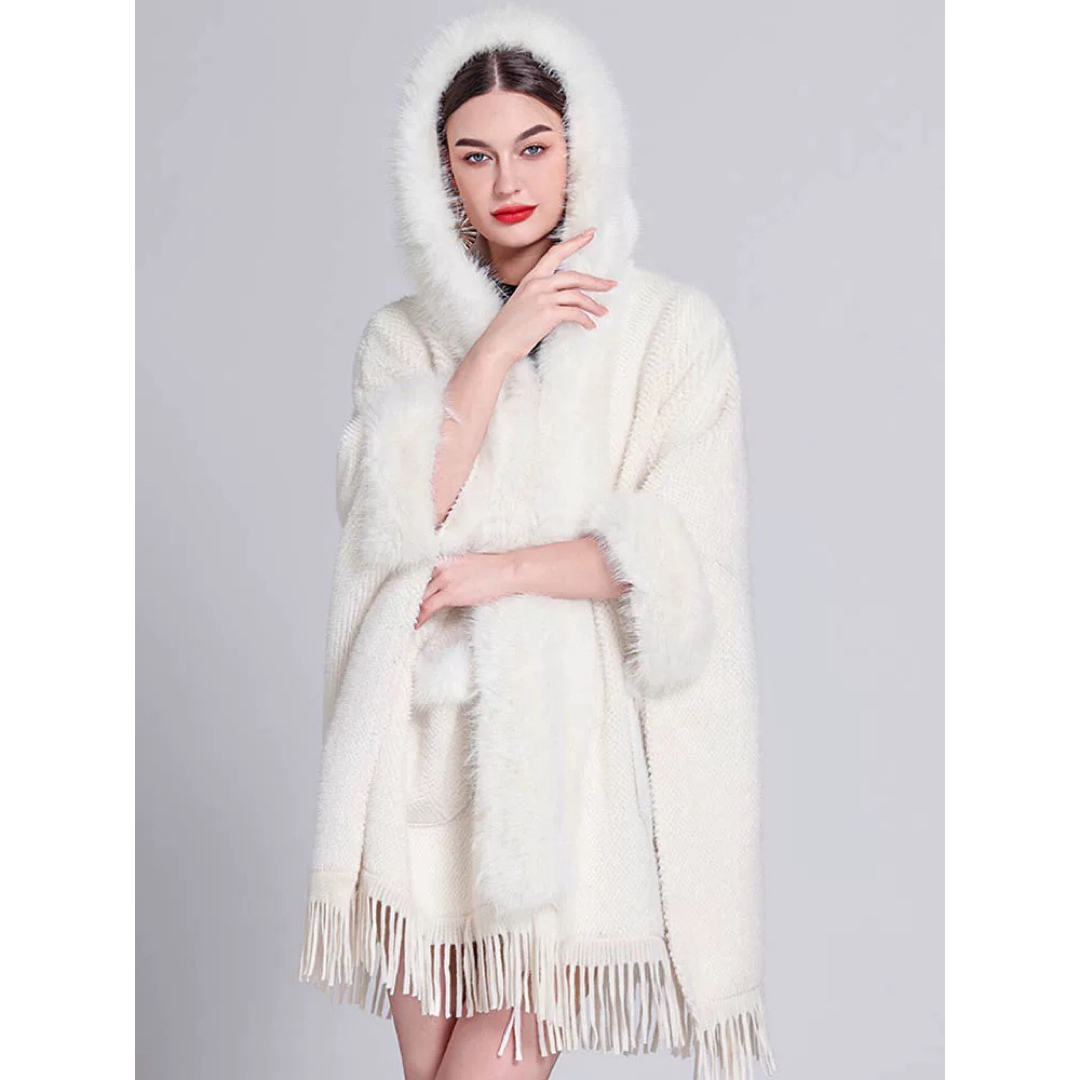 ポンチョコート ケープ レディース ファーポンチョ ふわふわ フェイク