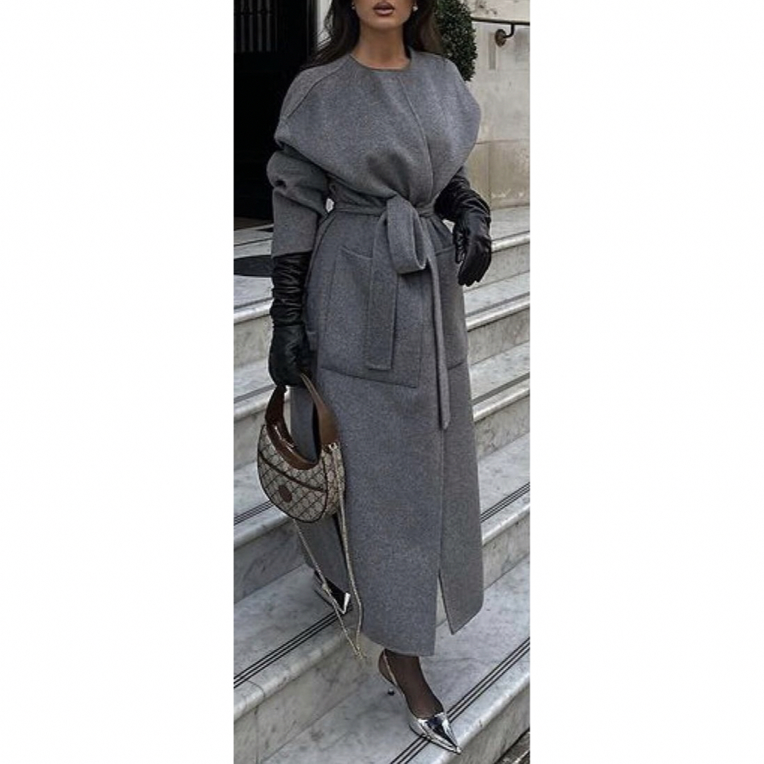 ZARA - ZARA ウールブレンド コート ロングコート XS グレー 新品タグ