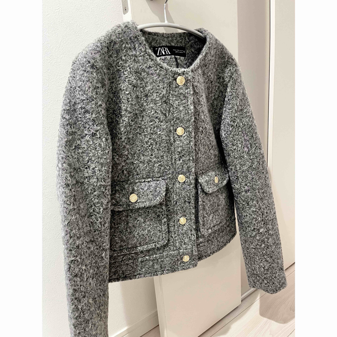 ZARA - 【新品タグ付き】ZARA ブークレショートジャケット XSの通販 by