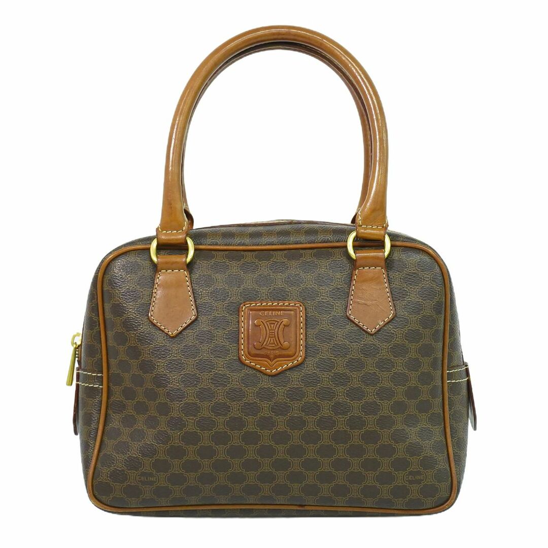 CELINE ミニボストン PVCレザー トリオンフ マカダム柄 ブラウン