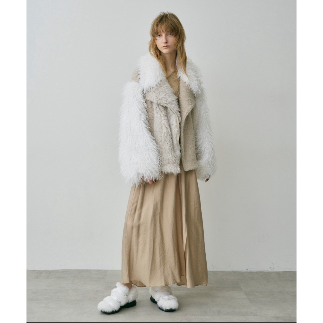 la belle Etude - 異素材ボリュームファーライダースジャケットの通販