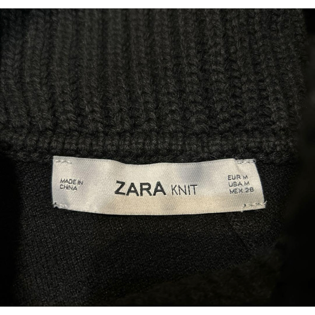 ZARA - ZARAニット アシンメトリー ポンチョ ケープ 黒 タートル ユニ