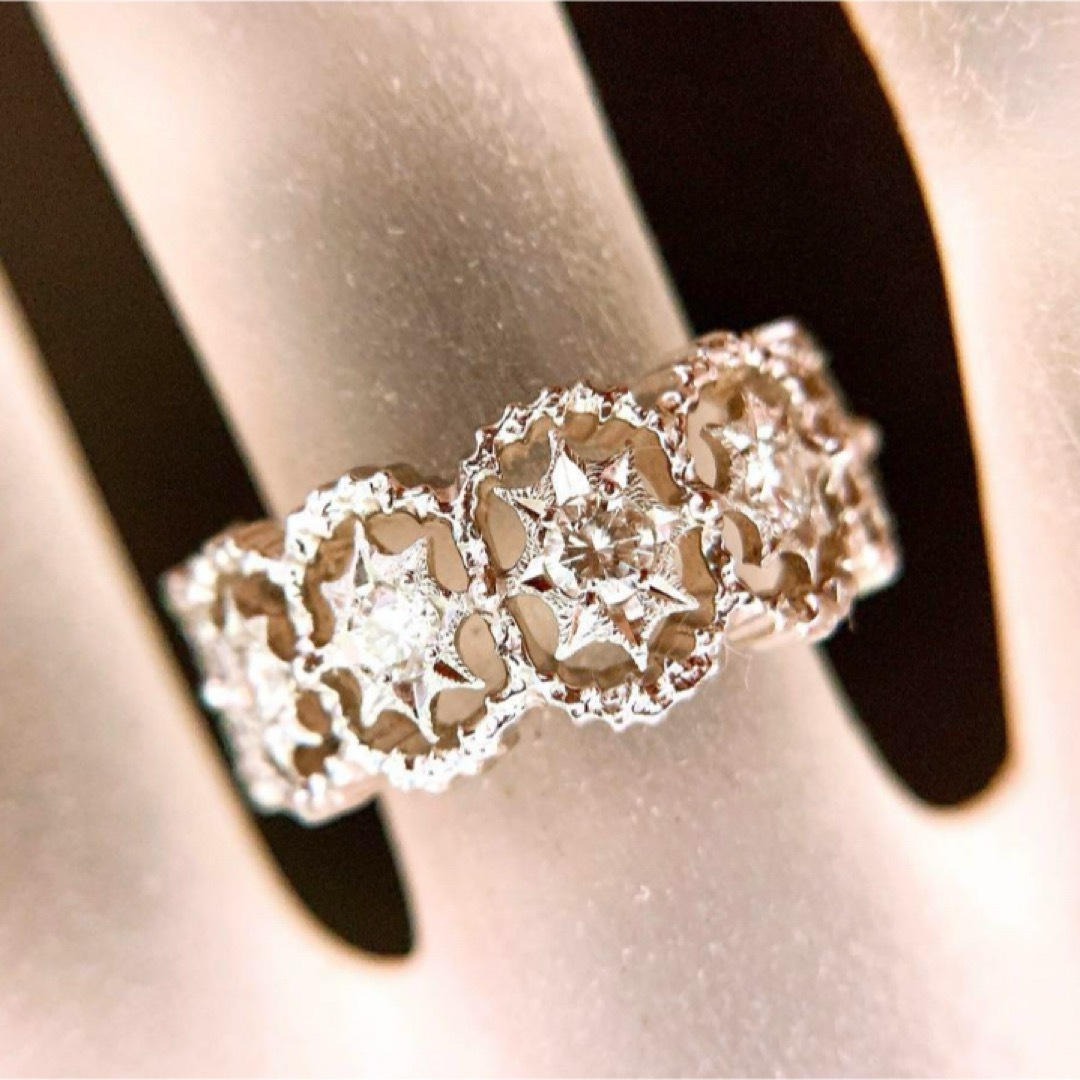 約6g❗️美品❗️ フィレンツェ彫り ❗️D0.25CT✨プラチナ透かし柄