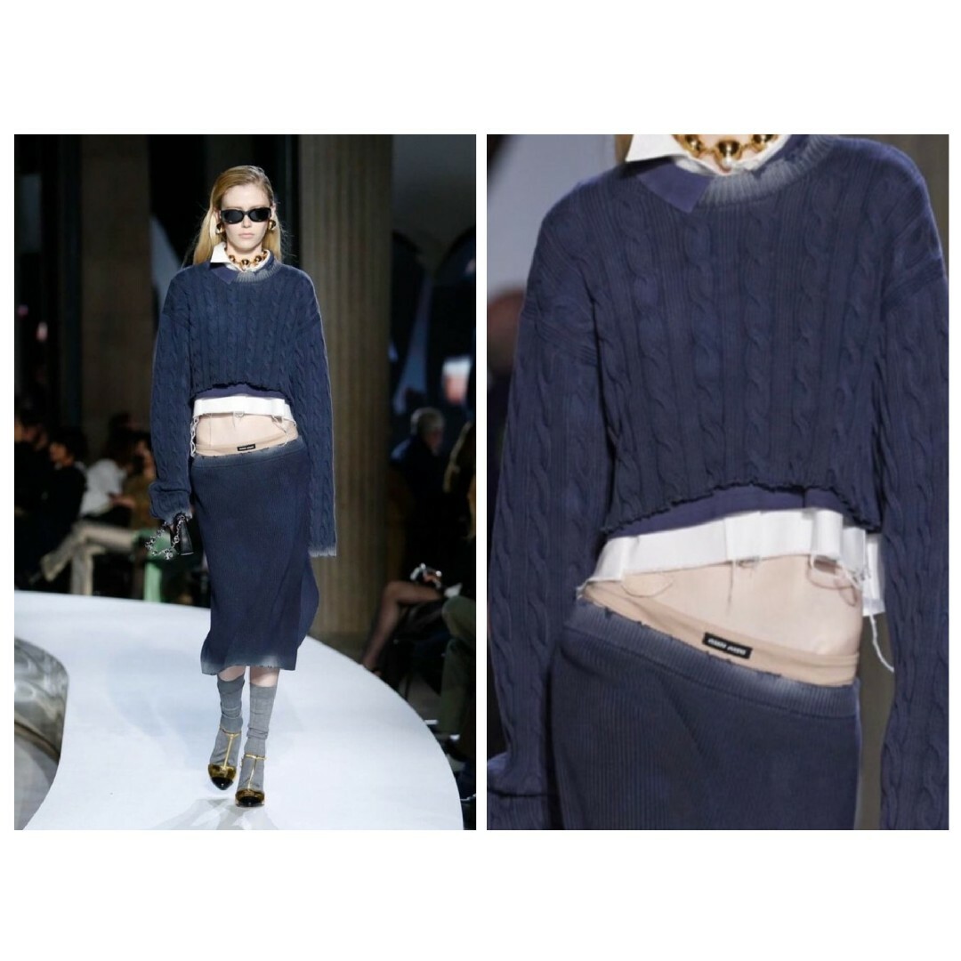 MIU MIU - miumiu ミュウミュウ クロップド コットン ニット 38サイズ