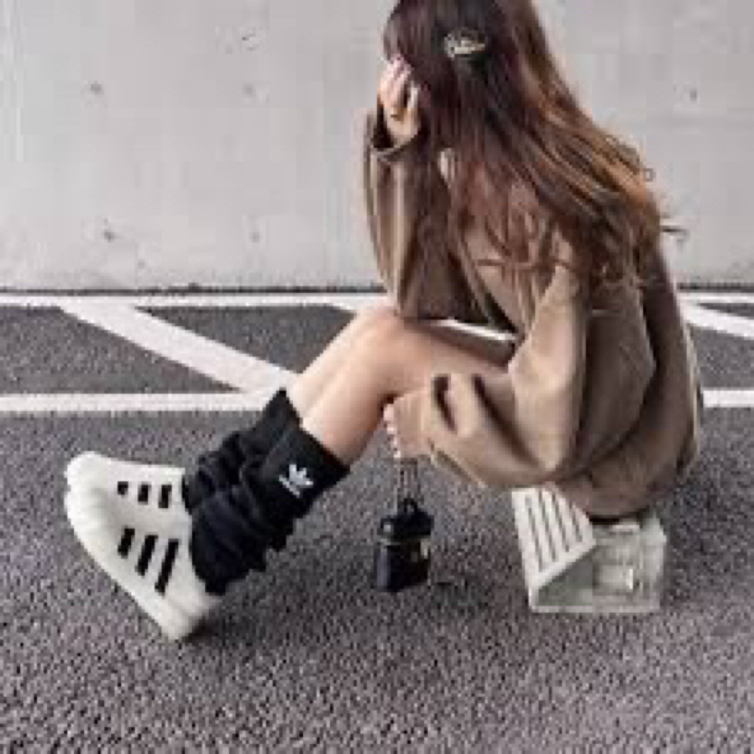 adidas - 【新品未使用】adidas 黒 リブ編み レッグウォーマー