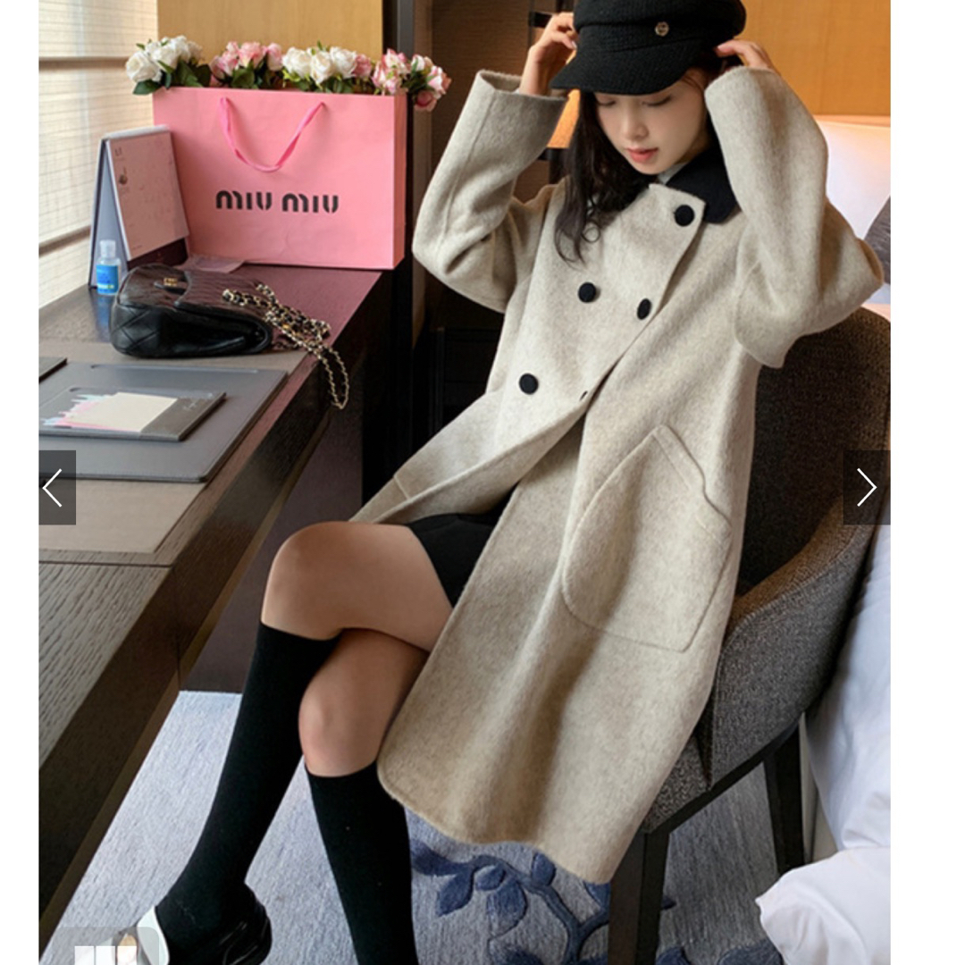 GRL - GRL 配色襟付きダブルボタンミドル丈コート[at1966]の通販 by