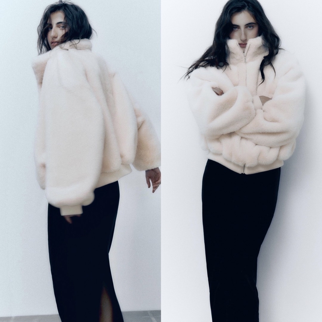 ZARA - 新品 ZARA フェイクファーボンバージャケット Lサイズの通販 by