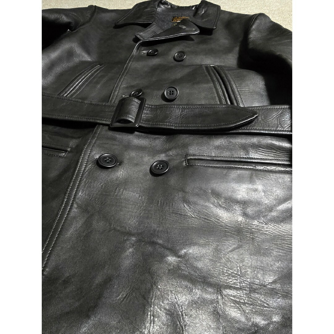 アットラスト ホースハイド ダブル カーコート 42 黒 Timewornの通販