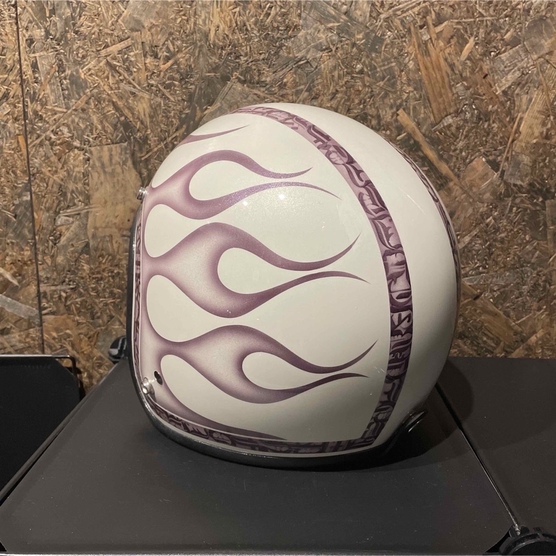 新品未使用一点物】カスタムペイント ジェットヘルメット ファイヤー