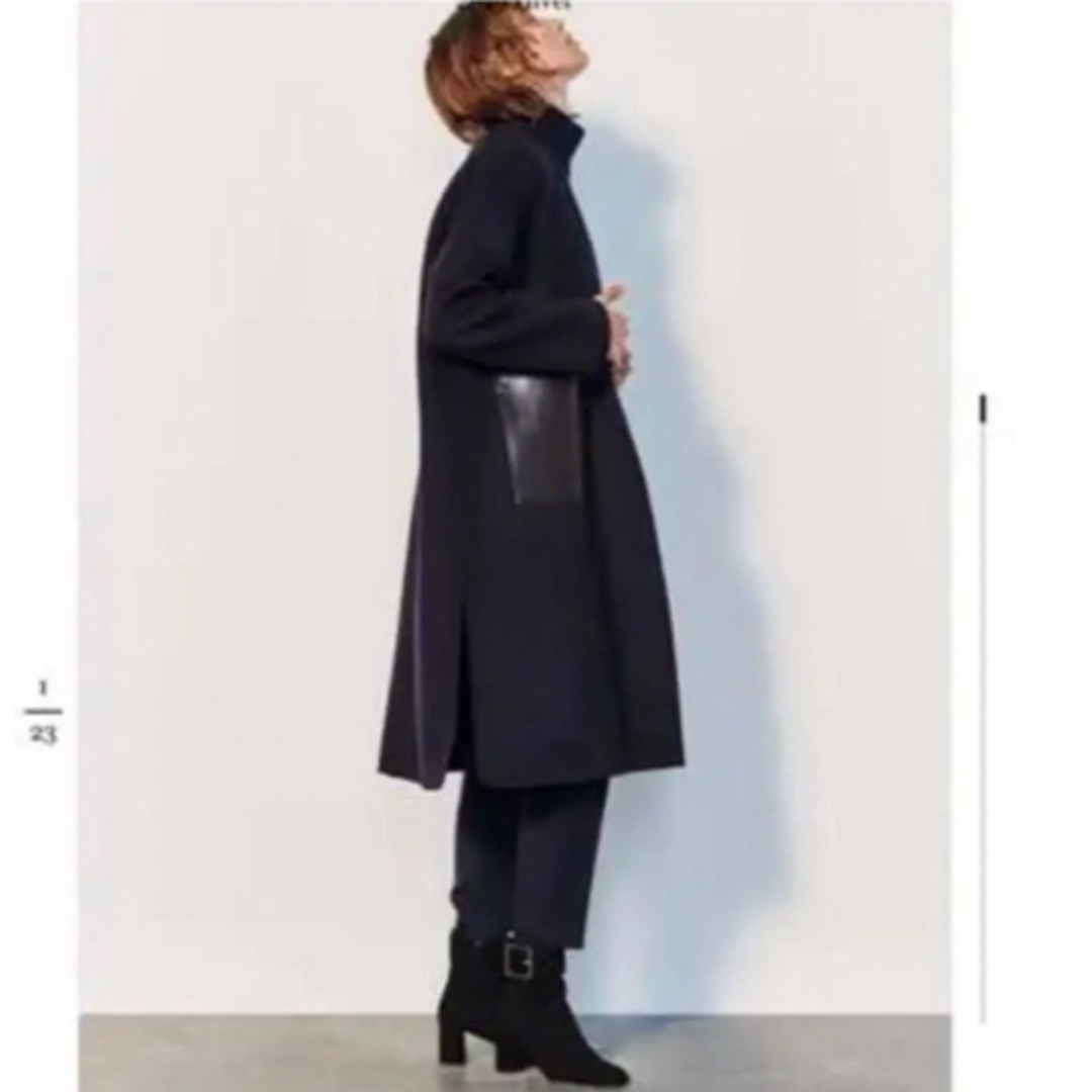 Drawer - Drawer ドゥロワー レザーポケットコート ネイビー 36の通販