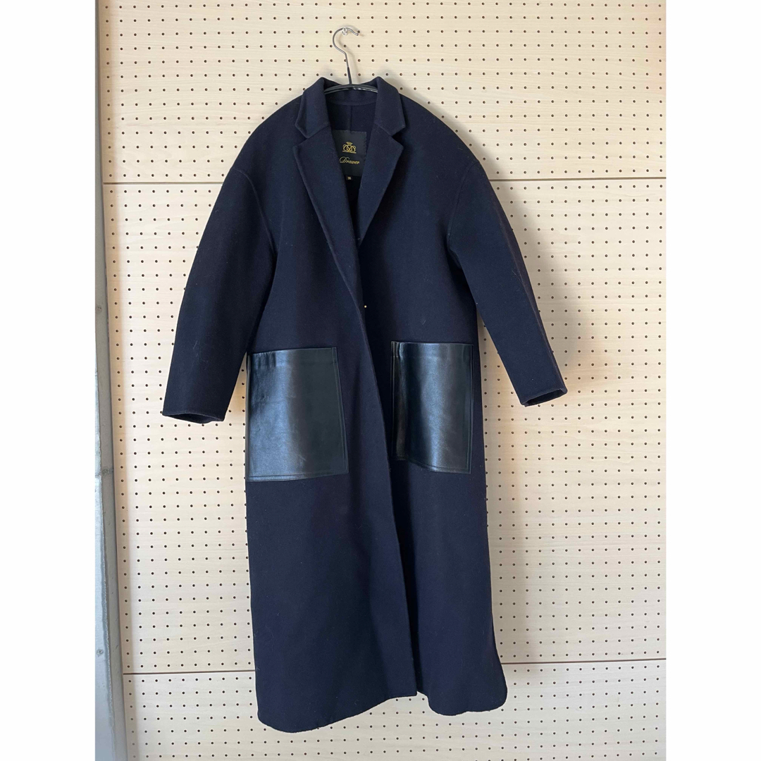 Drawer - Drawer ドゥロワー レザーポケットコート ネイビー 36の通販