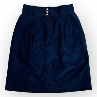 CHANEL シャネルスカート金ボタンココマークネイビー