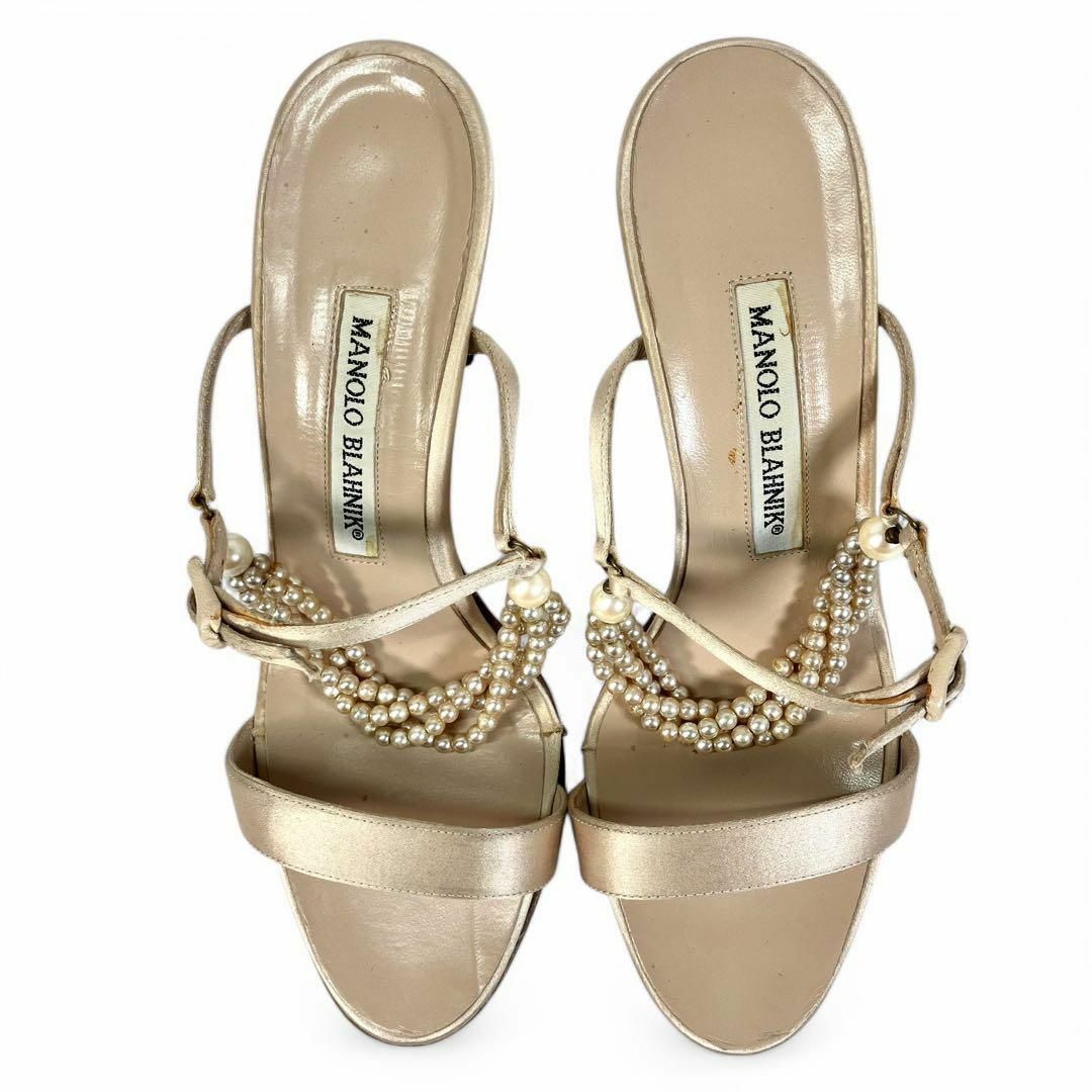 MANOLO BLAHNIK パールストラップサンダル 35.5