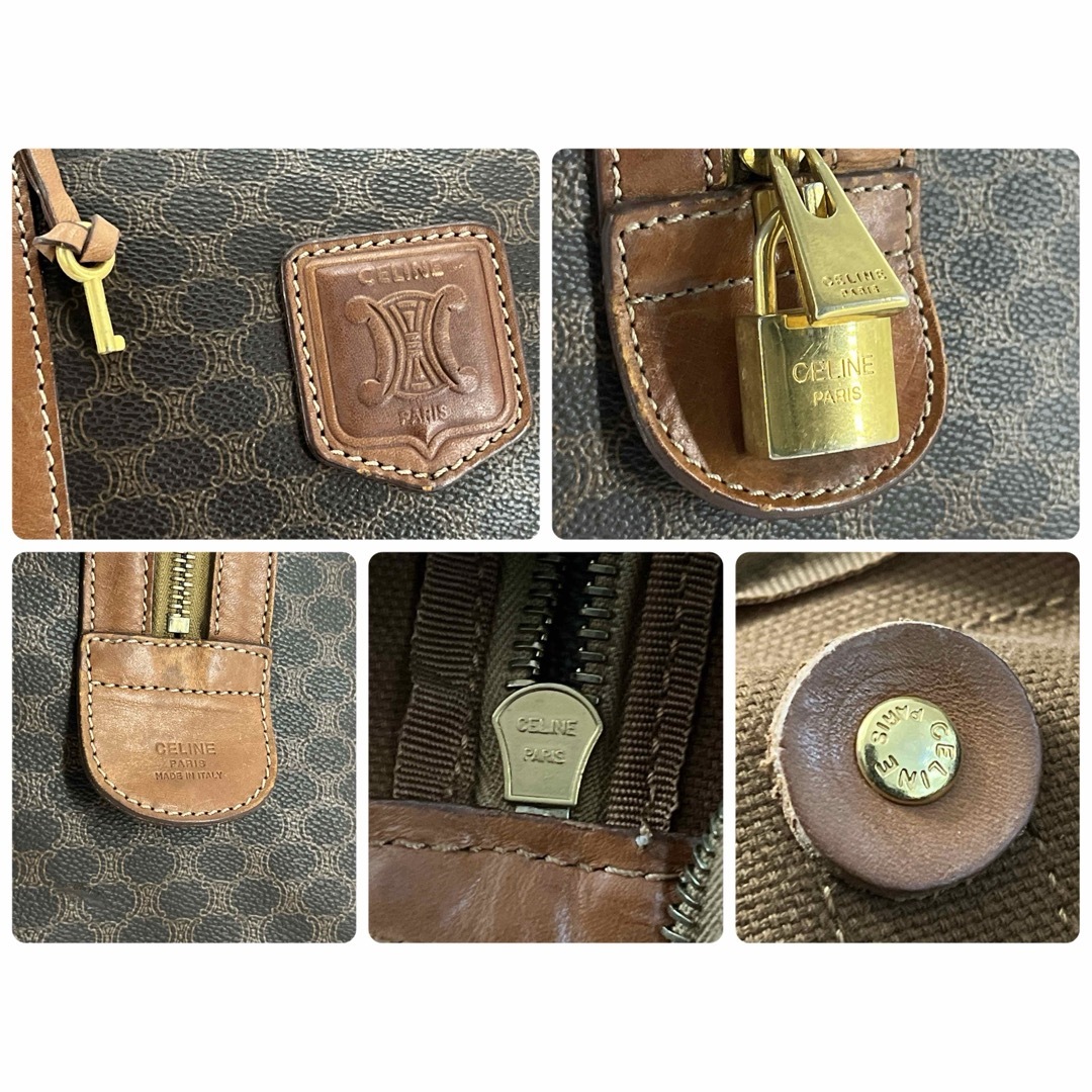 CELINE - 当時物 オールド セリーヌ ボストンバッグ 南京錠 マカダム柄
