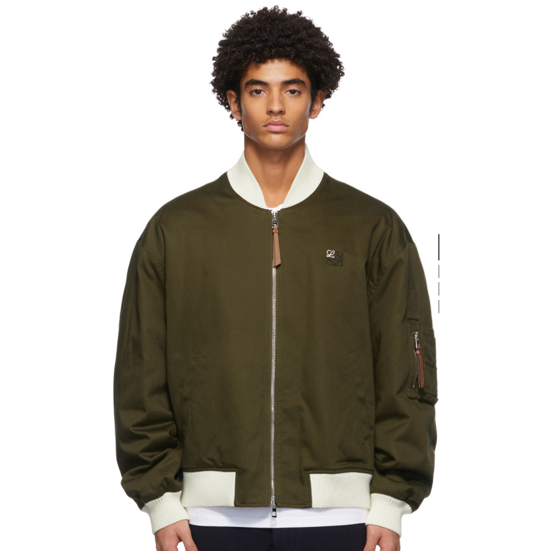 LOEWE - LOEWE カーキ オフホワイト コットン ボンバージャケット