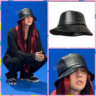 PEACEMINUSONE - 🩷G-DRAGON 合皮バケットハット/黒🩷ジヨン バケハ
