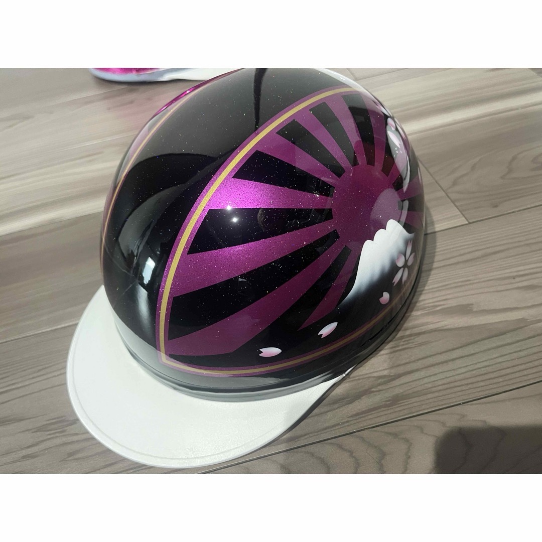 紫 黒 富士日章 コルク半 ヘルメットの通販 by paint｜ラクマ