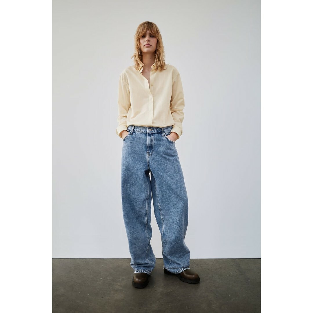 ZARA - ZARA ZW LOOSE ミッドライズデニムパンツ 36サイズ ブルーの