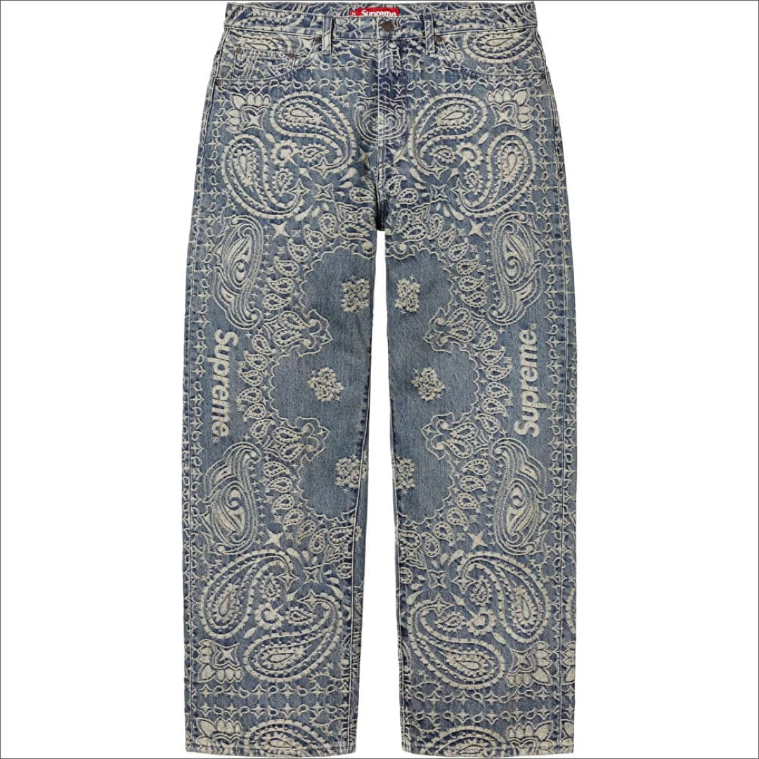 Supreme - Supreme Bandana Jacquard Baggy Jean 青32の通販 by