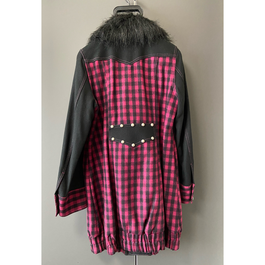 ALGONQUINS - ALGONQUINS ファー付きチェック柄ロングジャケット