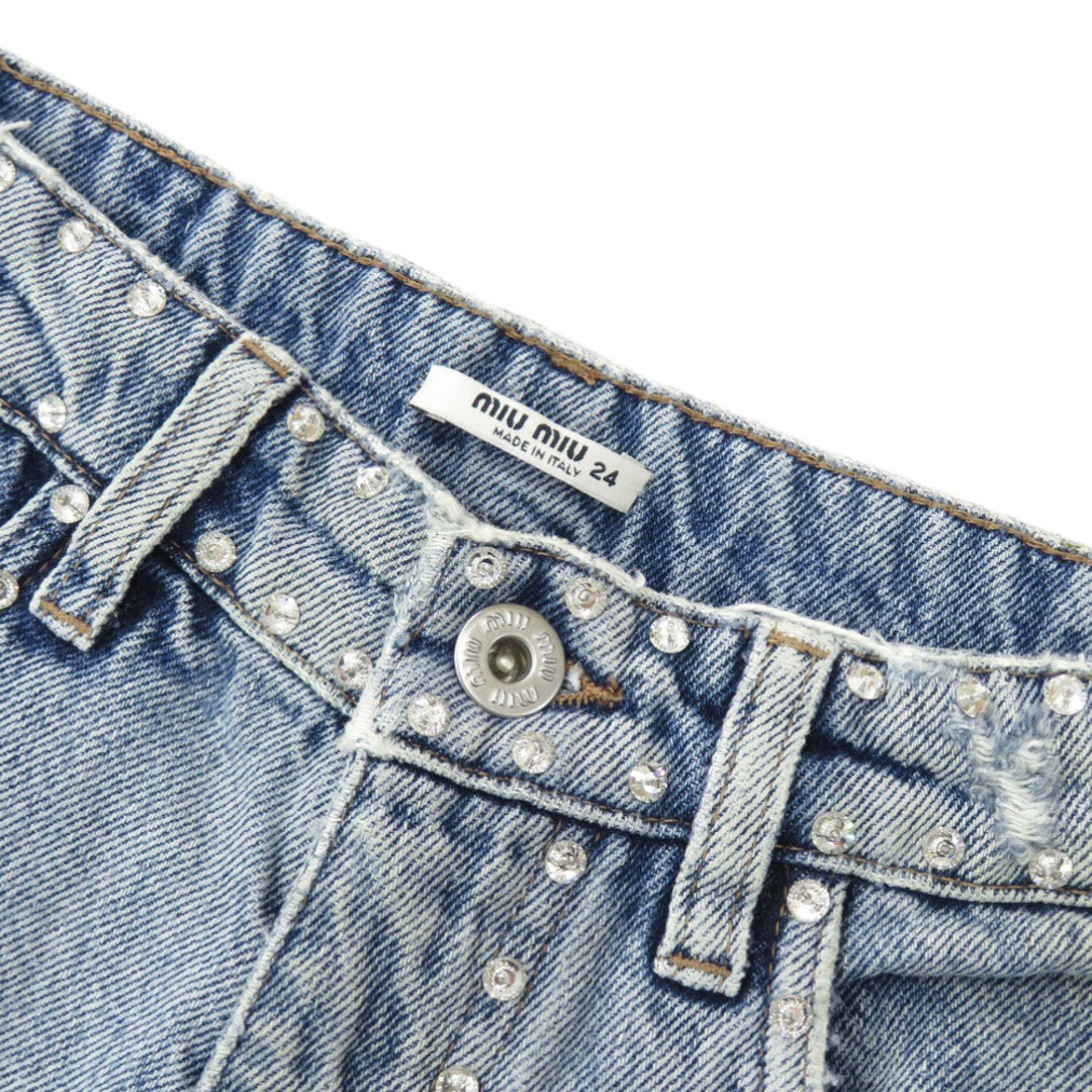 MIU MIU - 新品同様 ミュウミュウ ラインストーン ジーンズ ダメージ