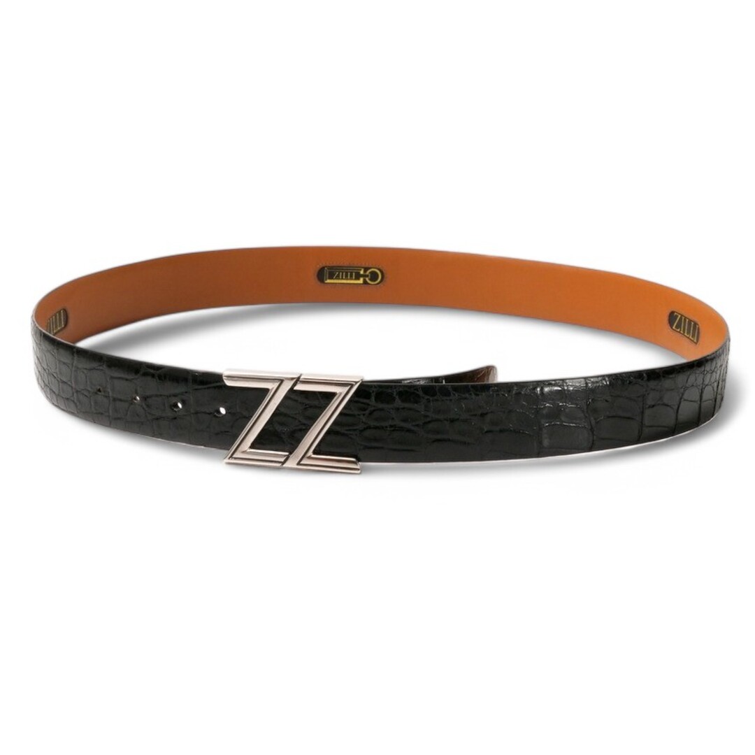 ZILLI - ZILLI ジリー ベルト サイズ46/115 クロコダイルレザー 本ワニ