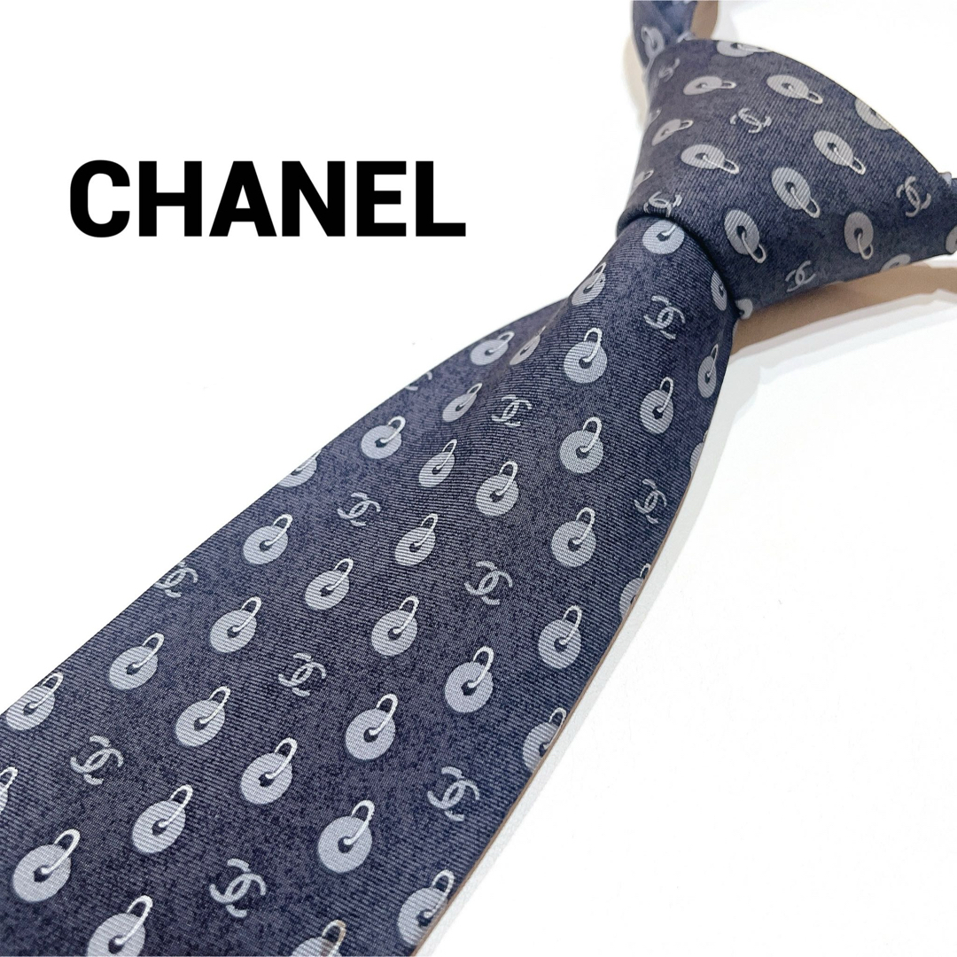CHANEL - 【即日発送】 CHANEL シャネル ネクタイ グレー ブランドロゴ