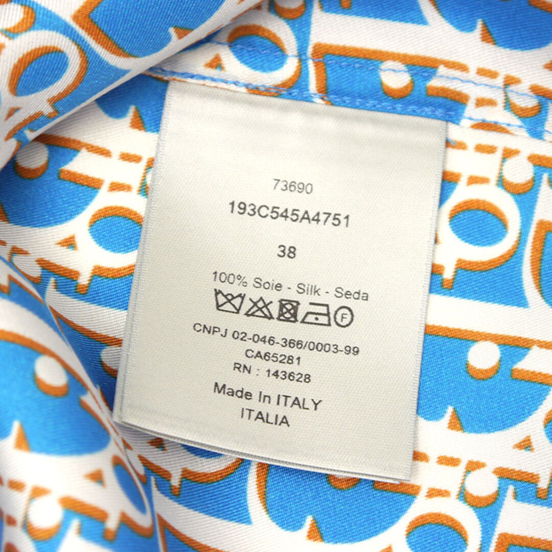 Dior - ディオール オブリーク総柄シルク半袖シャツ サイズ38 ブルーの