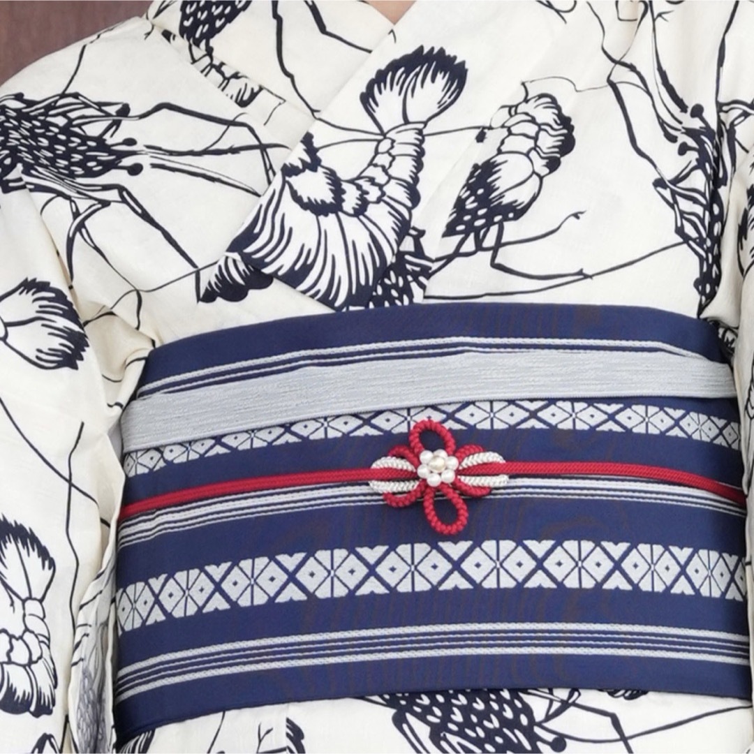 ニコアンティークオリジナル 国内染色 古典柄レトロ 伊勢海老 浴衣