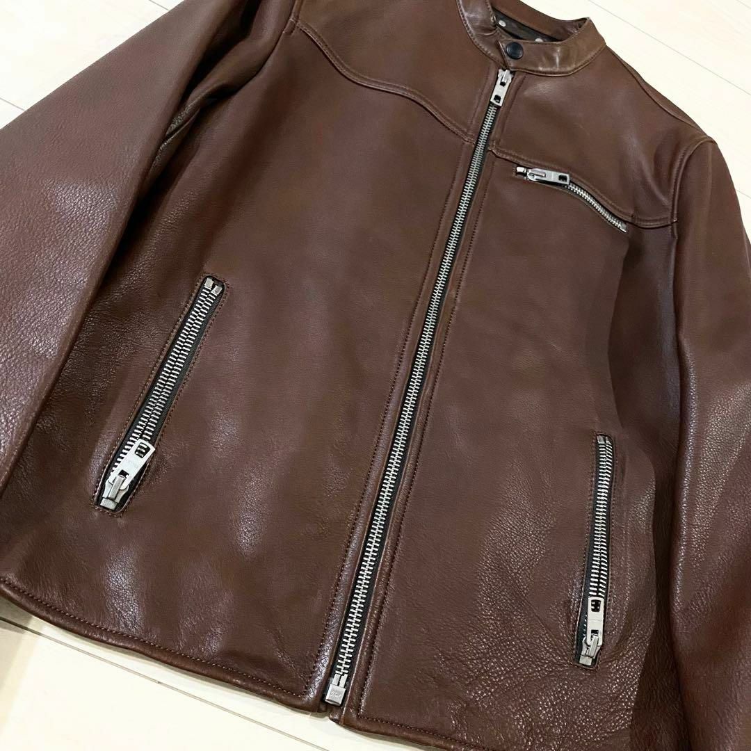 coach コーチ 牛革 レザージャケット シングルライダース ブラウン S