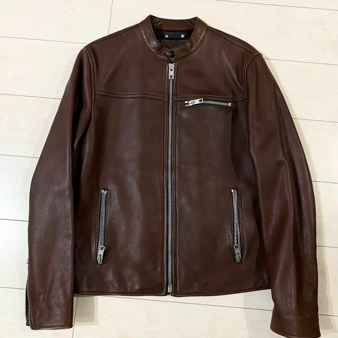 coach コーチ 牛革 レザージャケット シングルライダース ブラウン S