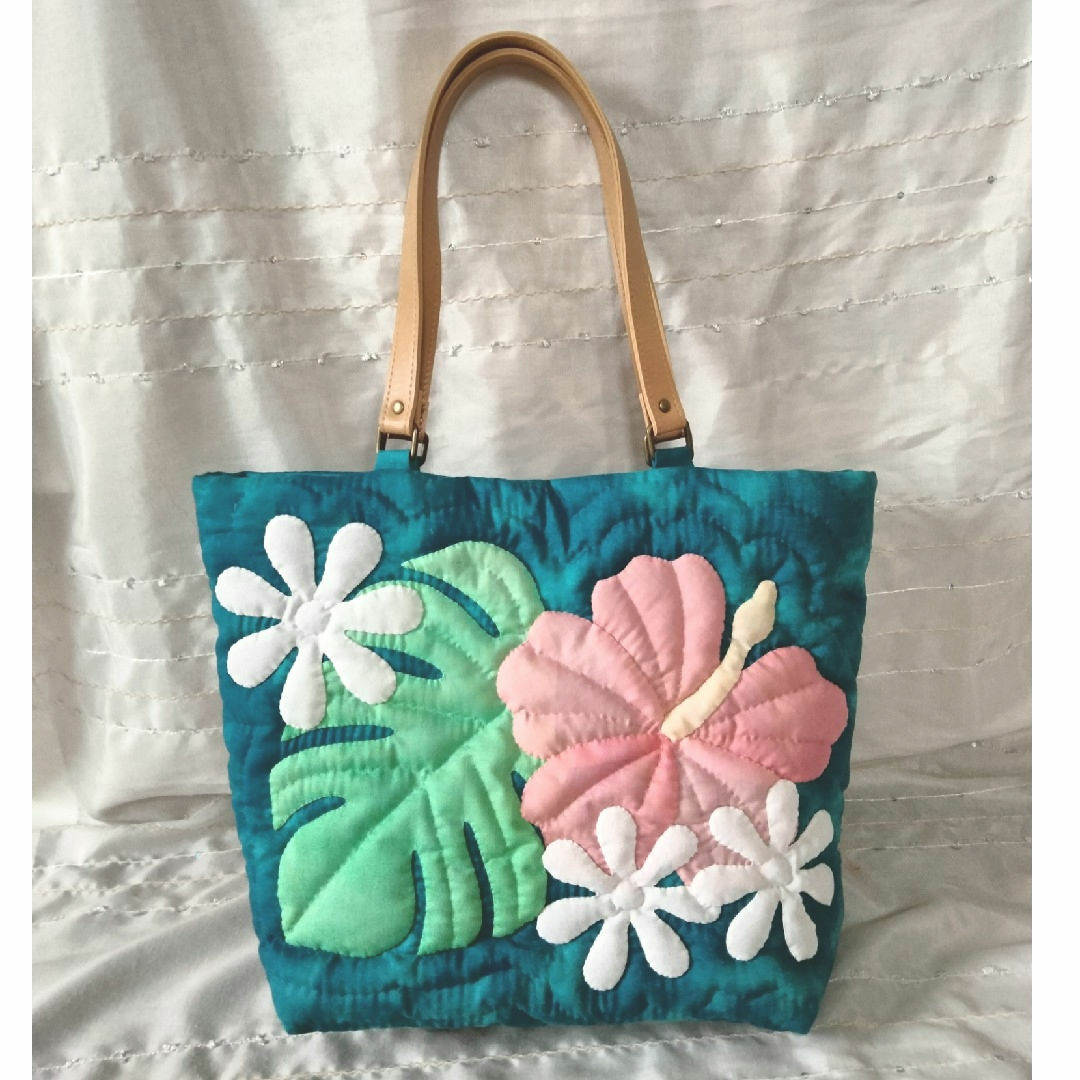 ☆270.ハワイアンキルト・バッグ・ハイビスカス＆プルメリア