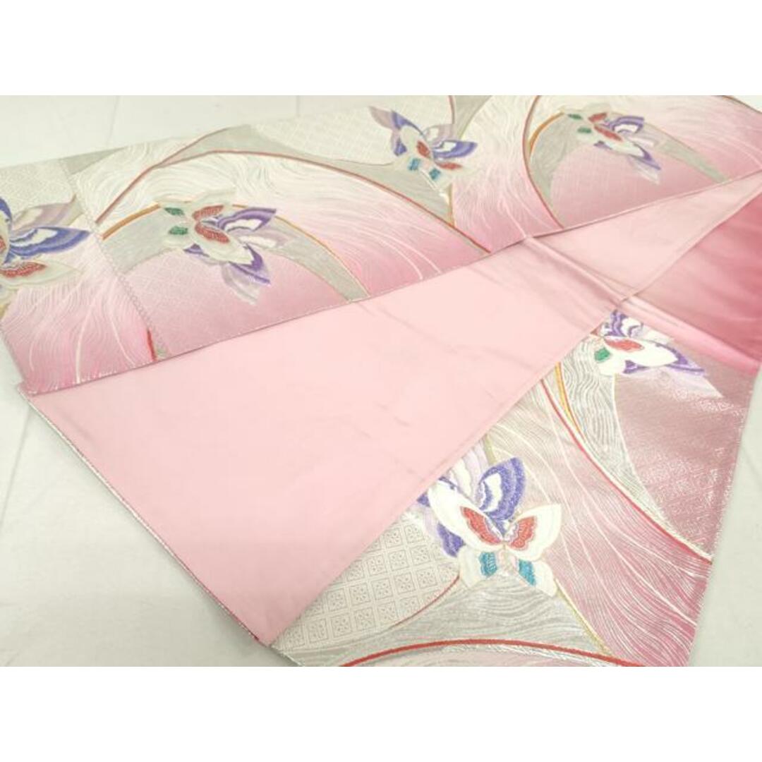 平和屋着物◎六通柄袋帯 流水舞蝶文 金銀糸 正絹 逸品 DAAU1373qaの