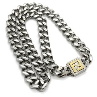 FENDI - FENDI フェンディ FFロゴ 喜平チェーンネックレス パラジウム
