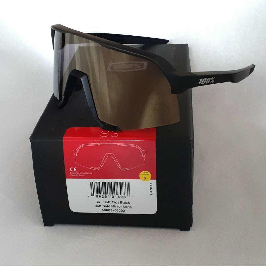 100% S3 ブラック ソフトゴールド ワンハンドレッド サングラスの通販