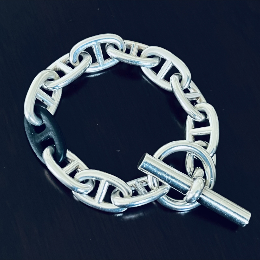 HERMES - エルメス シェーヌダンクル ブレスレット TGM11コマ ブラック