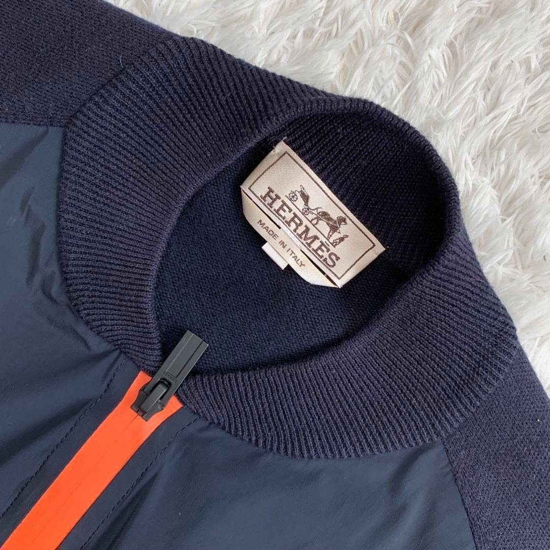 HERMES - 【新品未使用】エルメス ブルゾン ナイロン カシミヤ 切替 紺