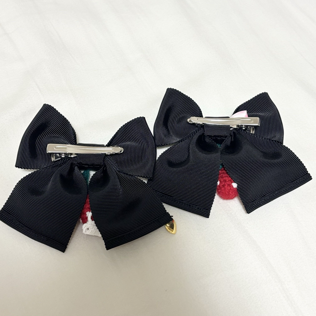 Angelic Pretty - Decoration StrawberryリボンクリップSet 黒の通販