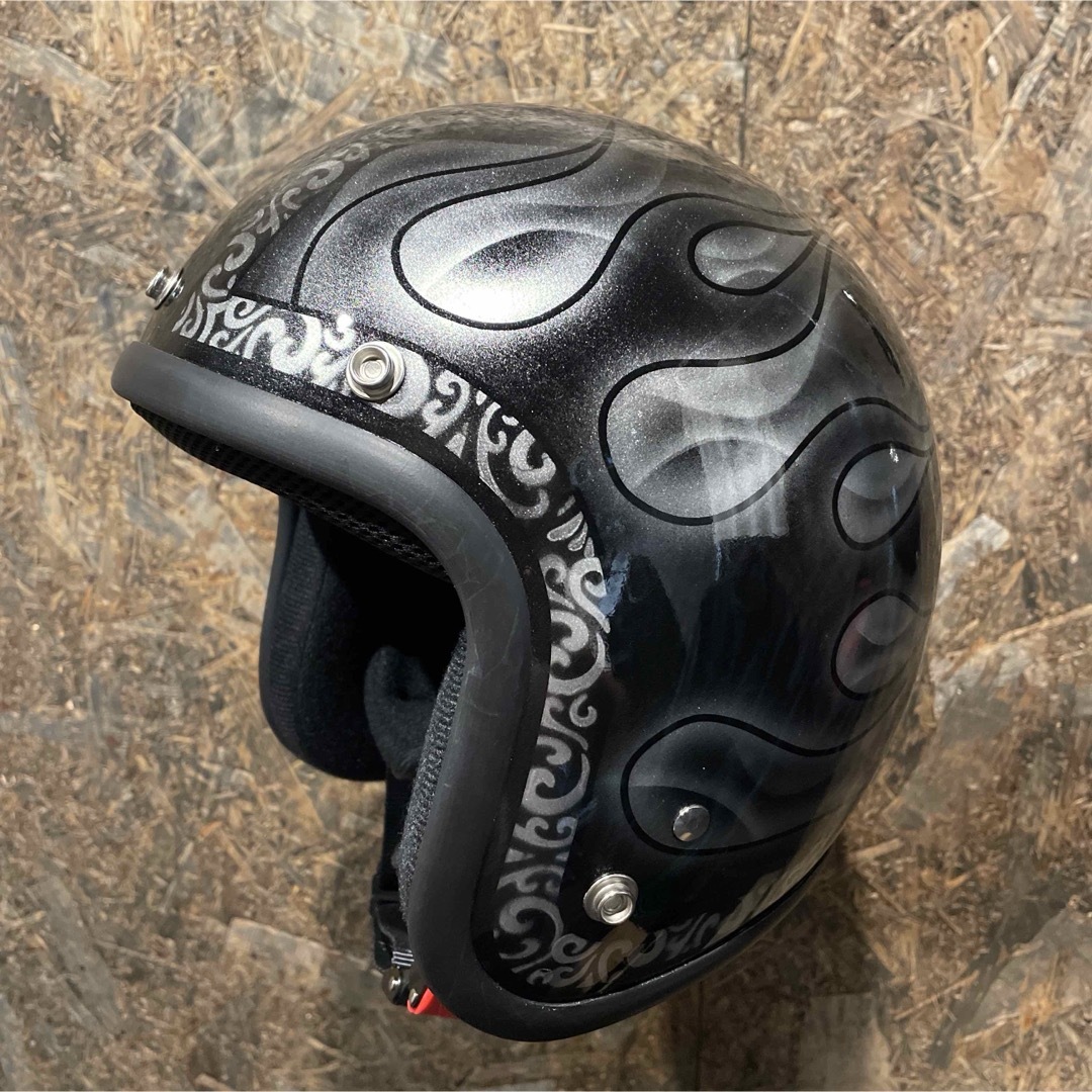 新品未使用一点物】カスタムペイント ジェットヘルメット ファイヤー