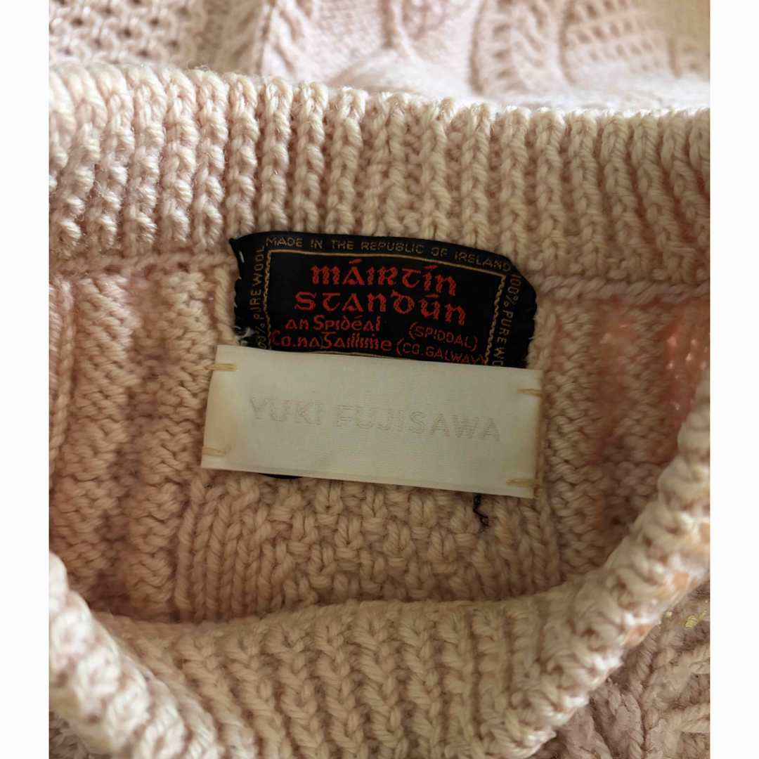 YUKI FUJISAWA 箔プリント ケーブルニットセーター ピンク