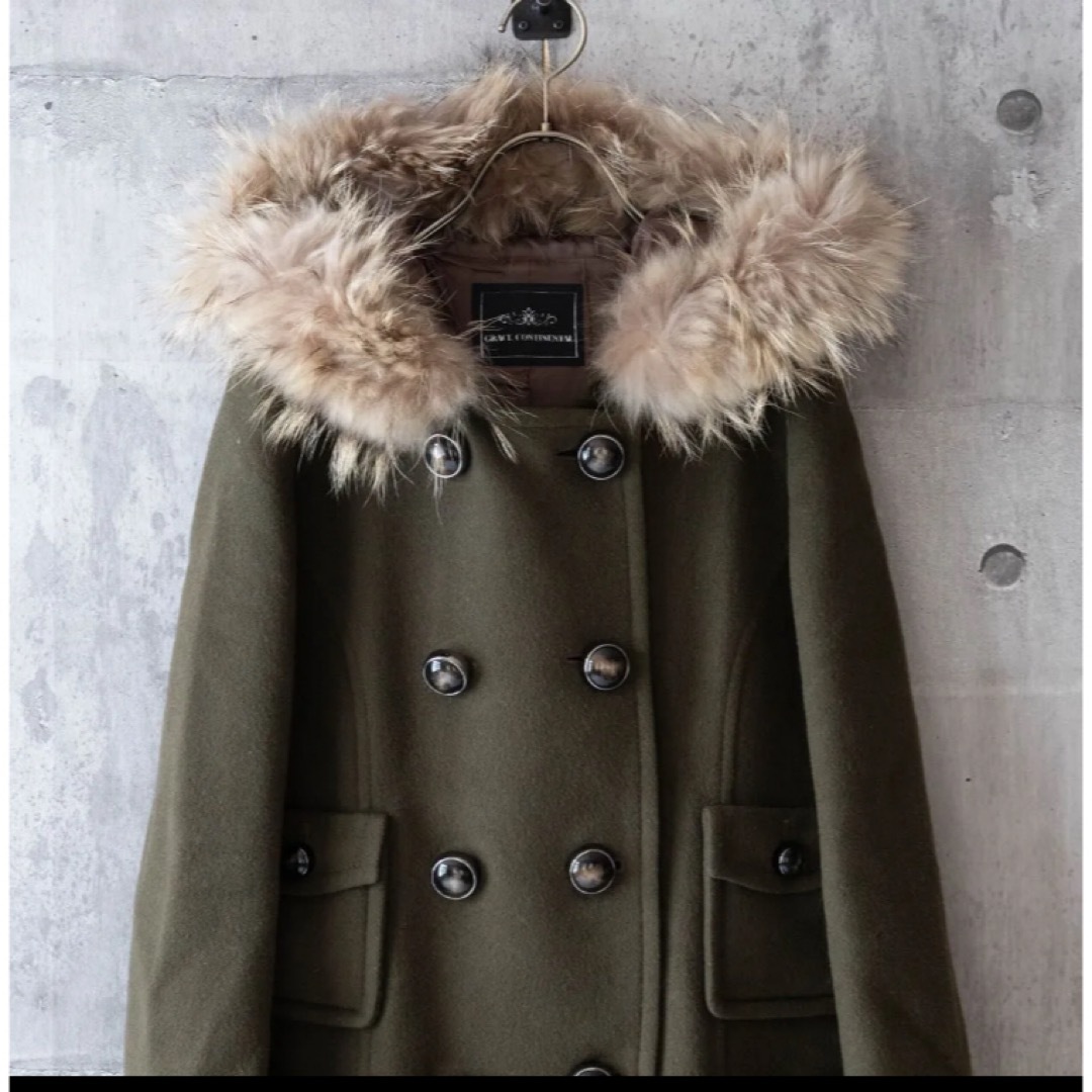 グレースコンチネンタル カシミヤビーバーコート ファー オリーブ