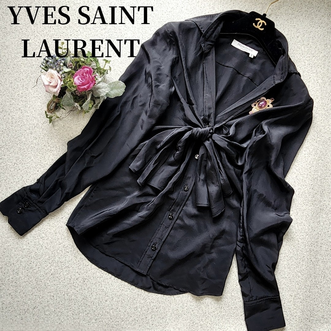 Yves Saint Laurent - YSL イヴサンローラン ボウタイブラウス シルク