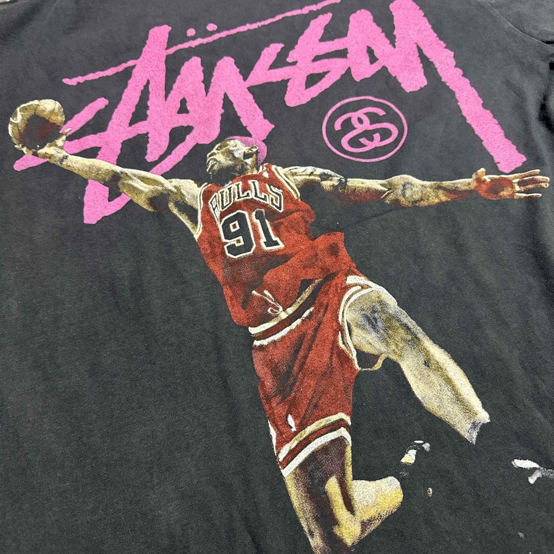 Denis Rodman × Stussy Tシャツ 黒タグL シカゴ ブルズの通販 by 古着