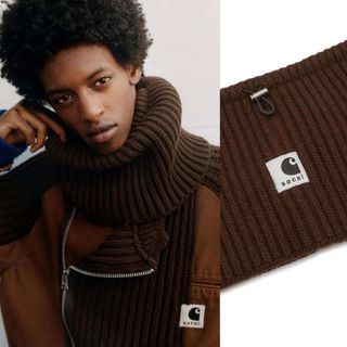 sacai - SACAI x CARHARTT ネックウォーマー 茶色 サカイ カーハートの